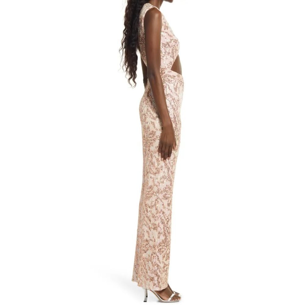 SHO BY TADASHI SHOJI Cutout Sleeveless Sequin Jumpsuit - Picture 6 of 8